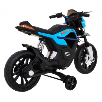 Motor Night Rider na akumulator dla dzieci Niebieski + Kółka pomocnicze + MP3 USB + Gaz w manetce